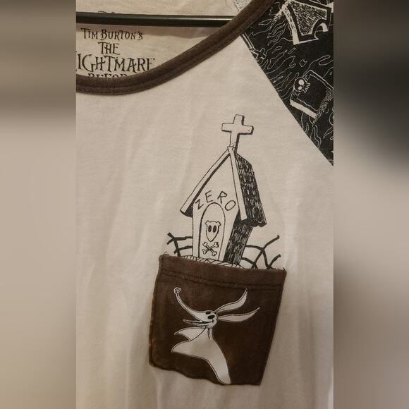 Nightmare Before Christmas Zero 3/4ths Sleeve Pajama Top - Picture 2 of 5